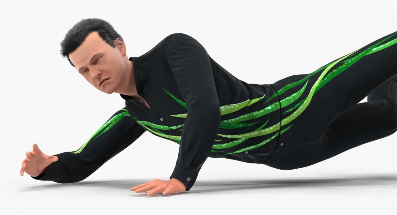 3D Male Figure Skater 2 Falling Down model