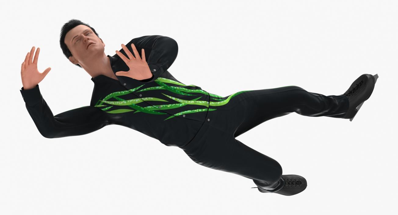 3D Male Figure Skater 2 Falling Down model