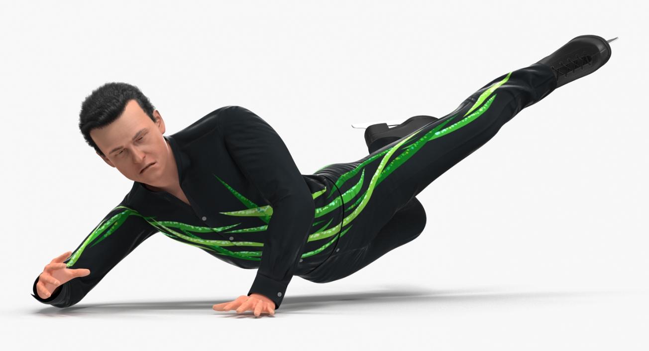 3D Male Figure Skater 2 Falling Down model