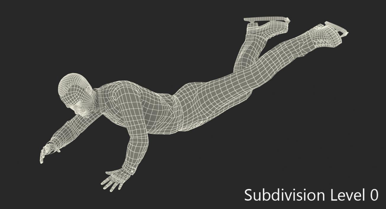 3D Male Figure Skater 2 Falling Down model