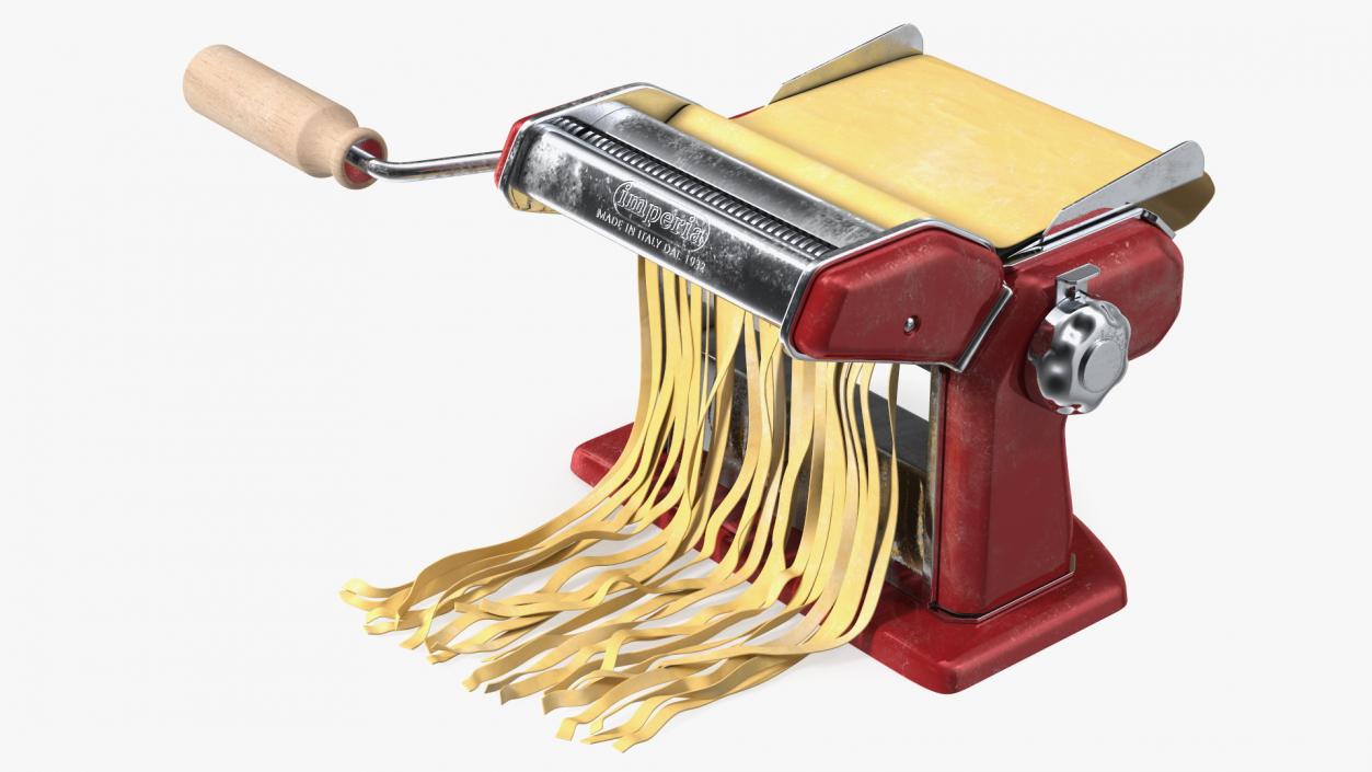 Imperia Pasta Maker Machine Red with Dough 3D