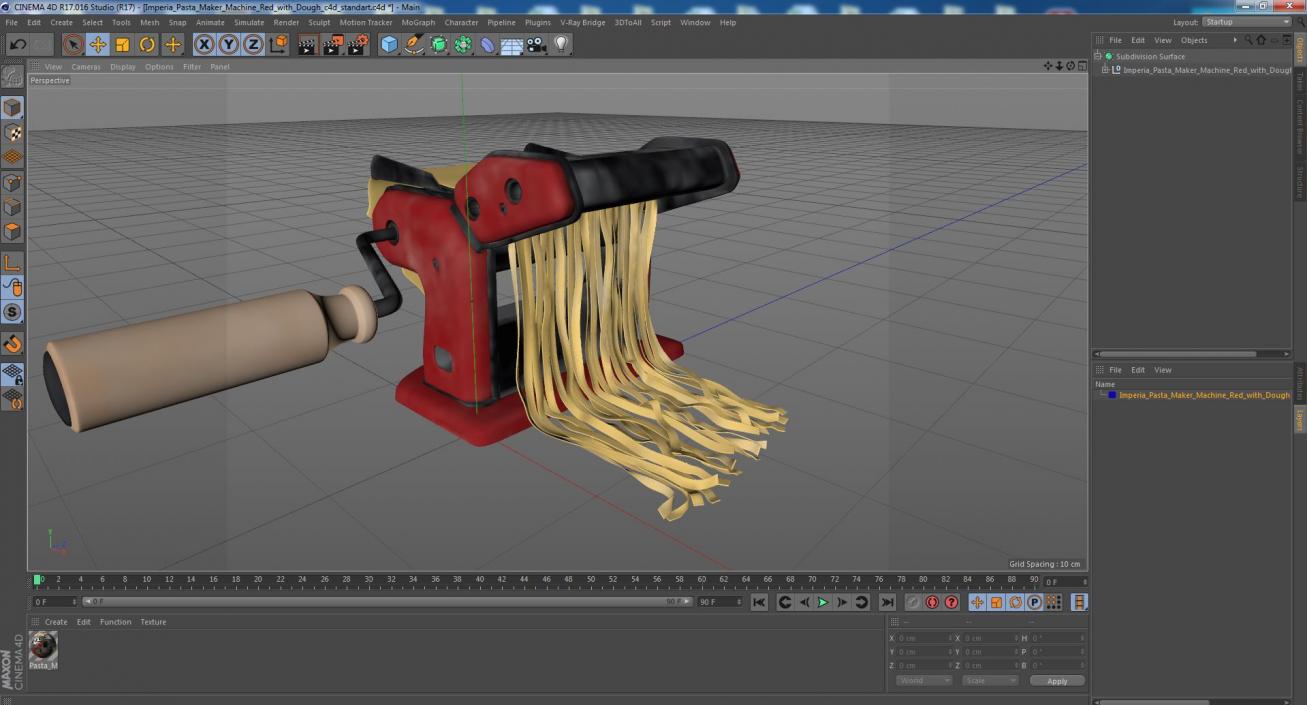 Imperia Pasta Maker Machine Red with Dough 3D