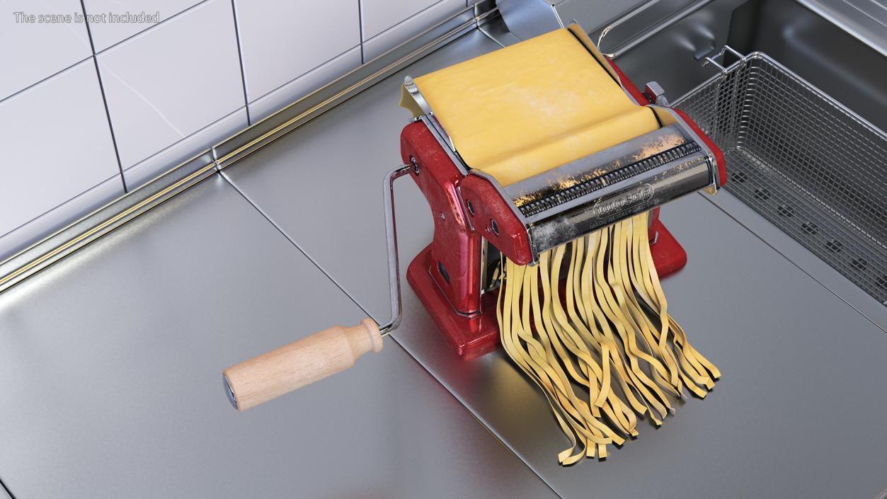 Imperia Pasta Maker Machine Red with Dough 3D