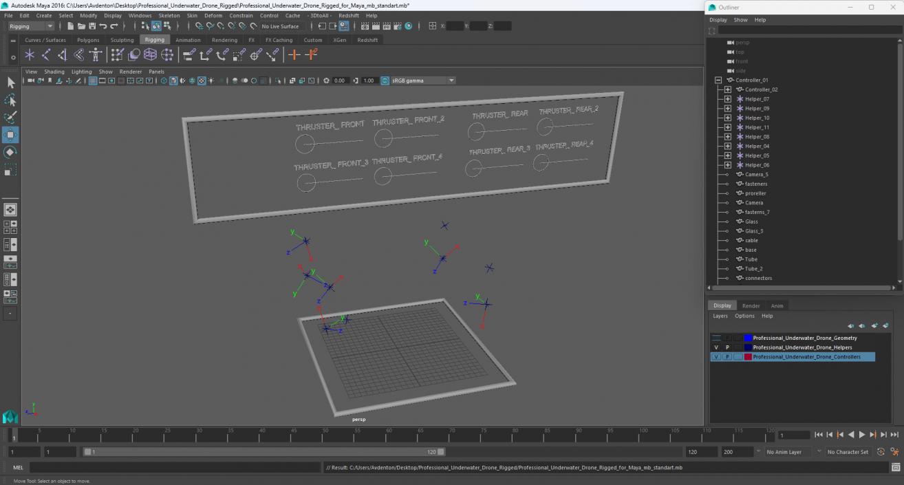 3D model Professional Underwater Drone Rigged for Maya