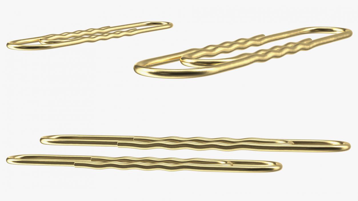 3D Paper Clip Wavy Shape Gold