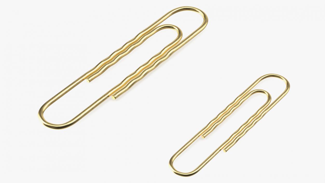 3D Paper Clip Wavy Shape Gold