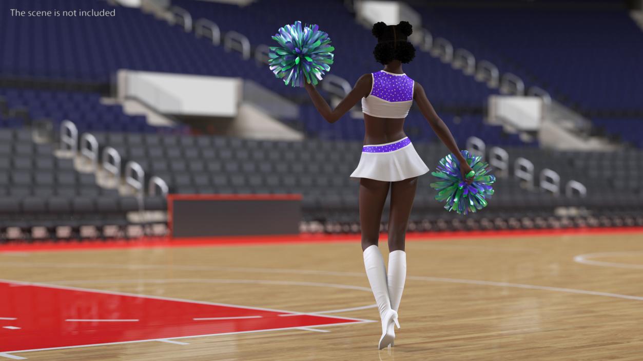 3D Young Black Woman Cheerleader Standing Pose model