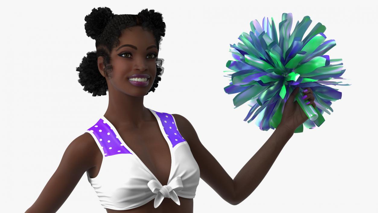 3D Young Black Woman Cheerleader Standing Pose model