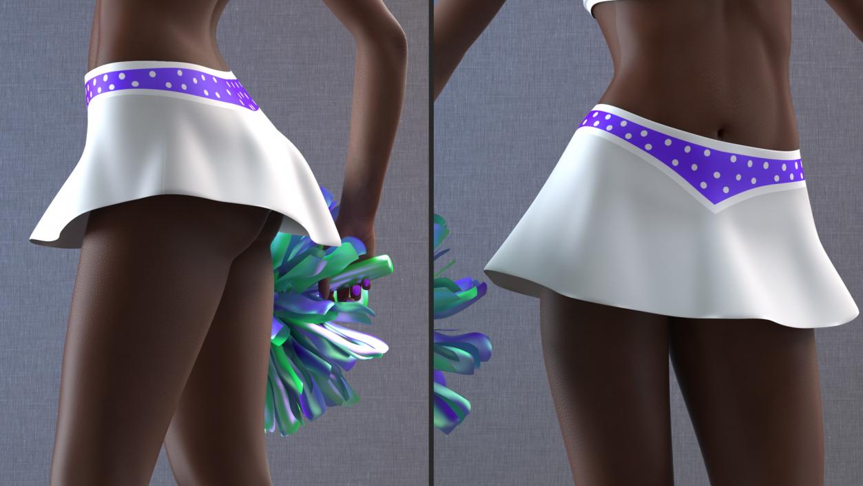 3D Young Black Woman Cheerleader Standing Pose model