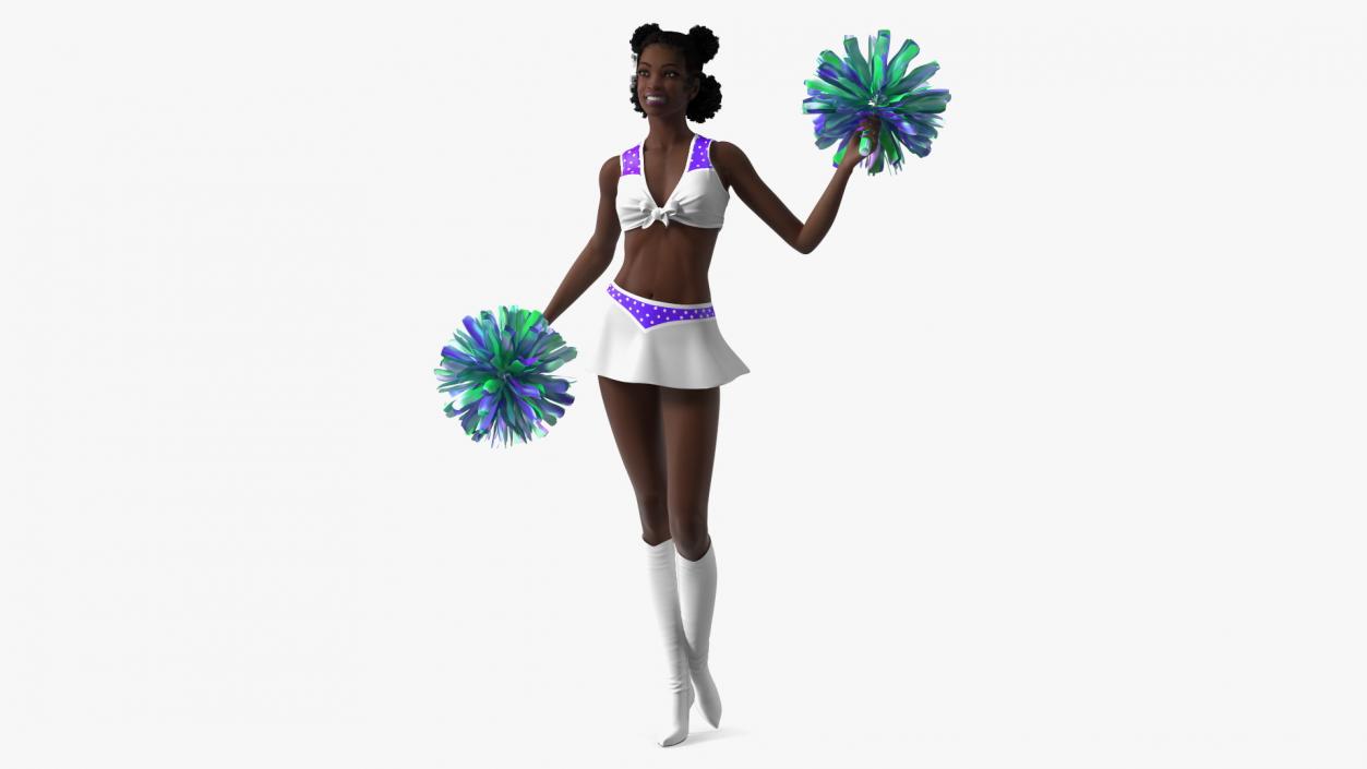 3D Young Black Woman Cheerleader Standing Pose model