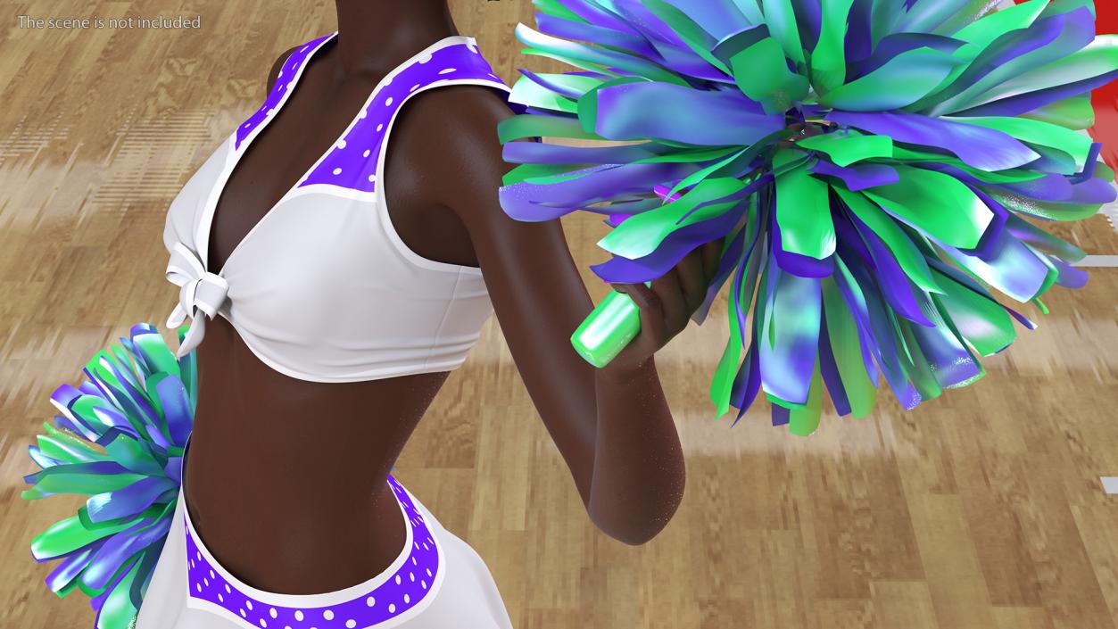 3D Young Black Woman Cheerleader Standing Pose model