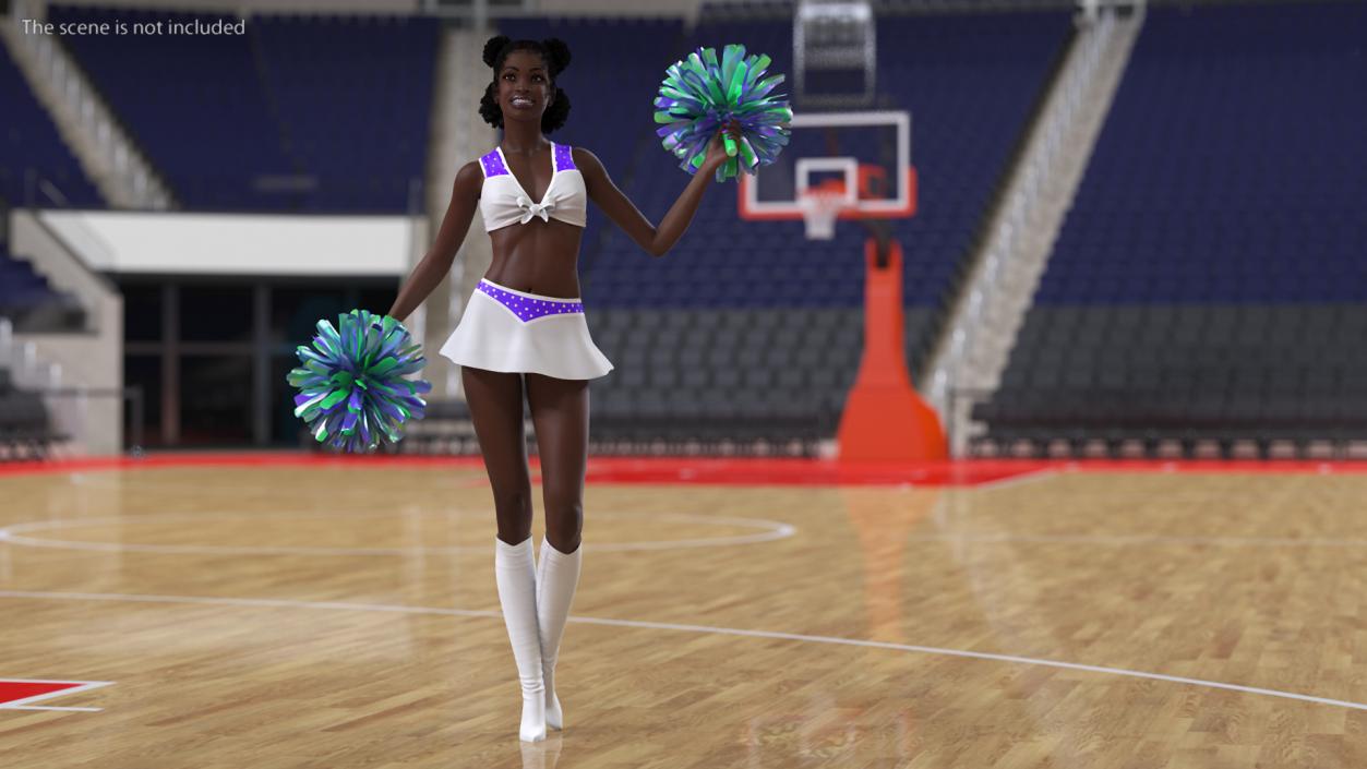 3D Young Black Woman Cheerleader Standing Pose model