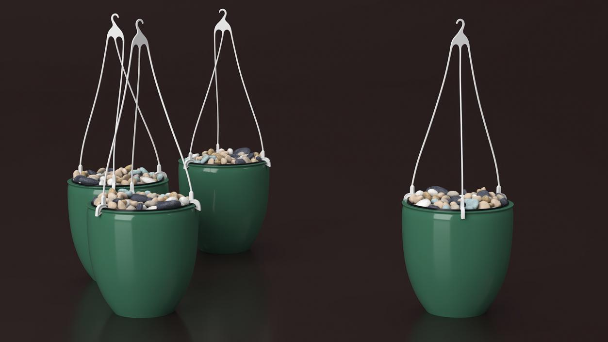 3D Hanging Planter with Pebbles model