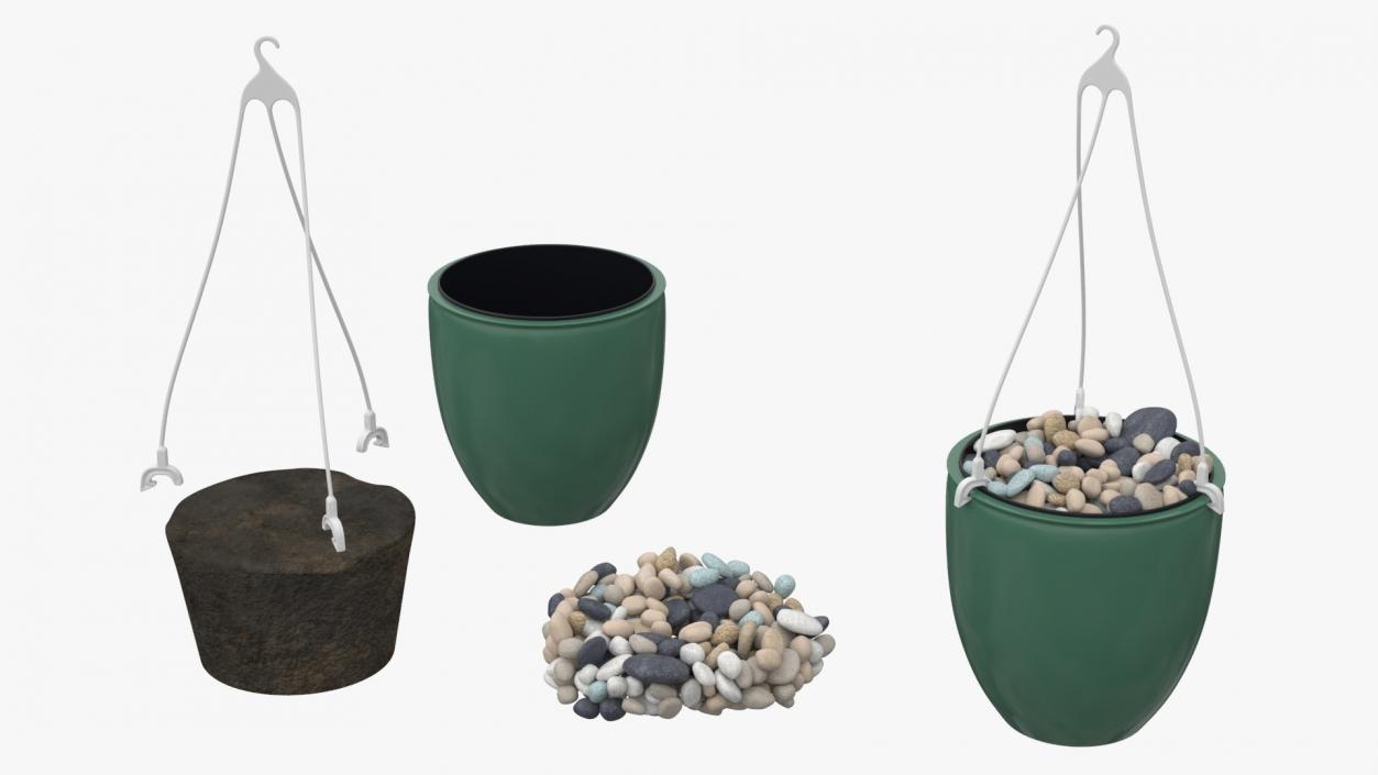 3D Hanging Planter with Pebbles model