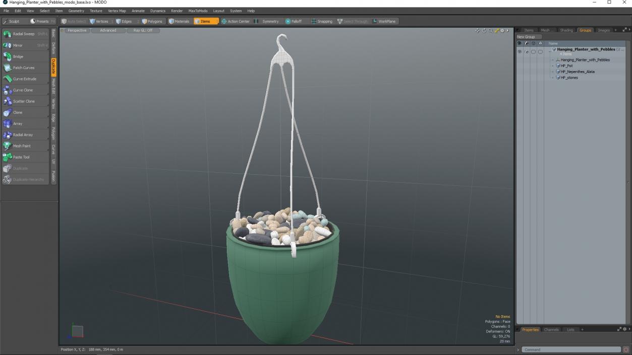 3D Hanging Planter with Pebbles model