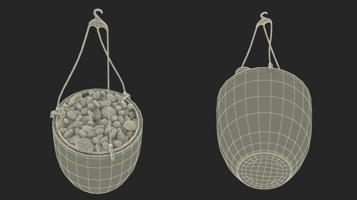 3D Hanging Planter with Pebbles model