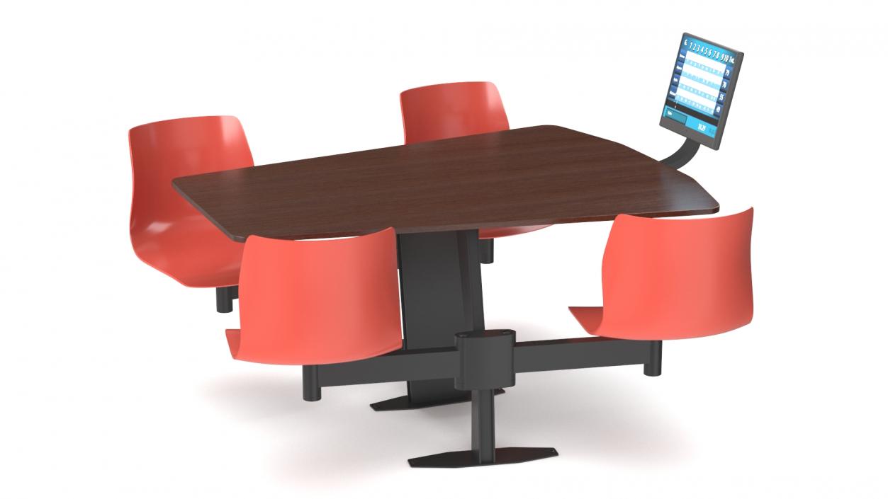 3D Bowling Table with Red Chairs and Monitor 2 model