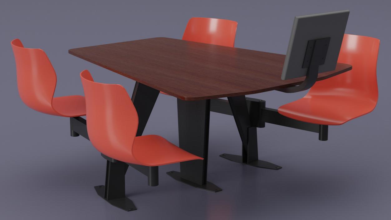 3D Bowling Table with Red Chairs and Monitor 2 model