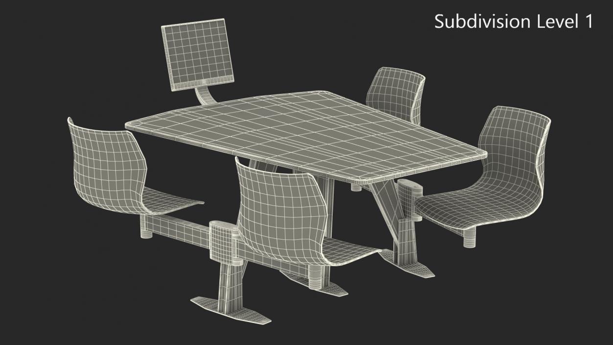 3D Bowling Table with Red Chairs and Monitor 2 model