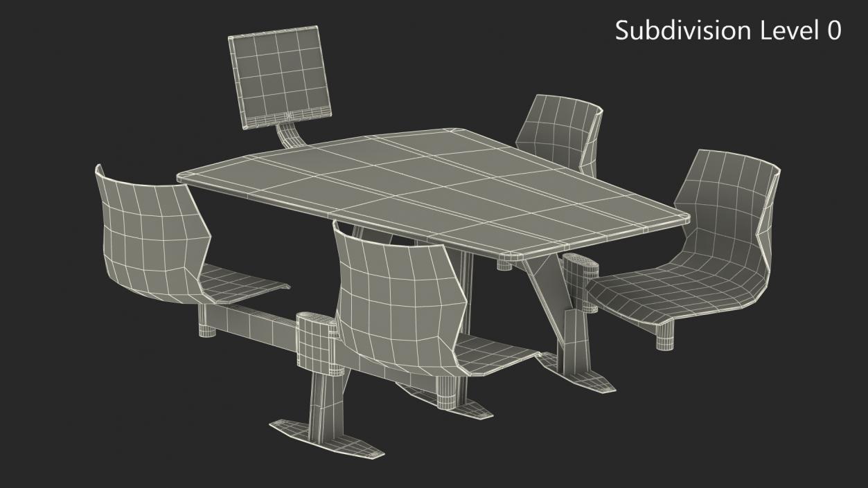 3D Bowling Table with Red Chairs and Monitor 2 model