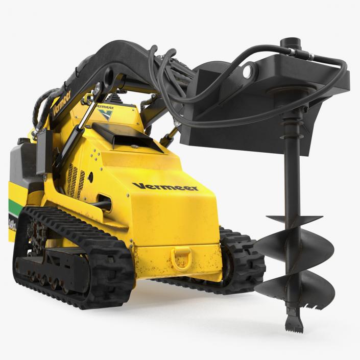 3D Mini Skid Steer Vermeer with Auger Drill Dirty