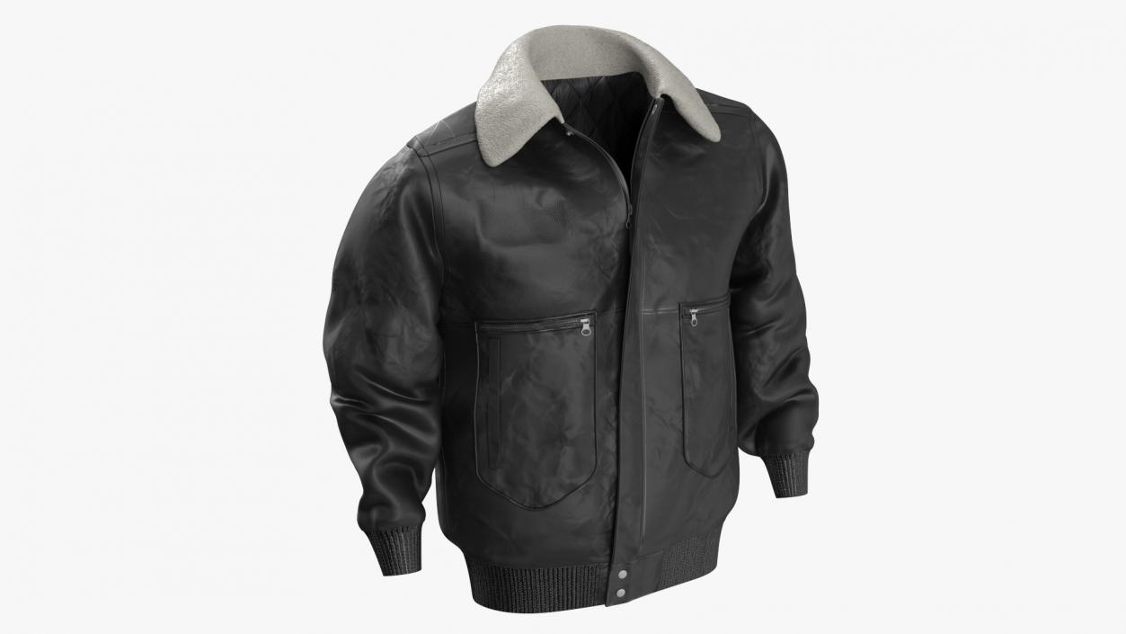 3D model Leather Black Jacket