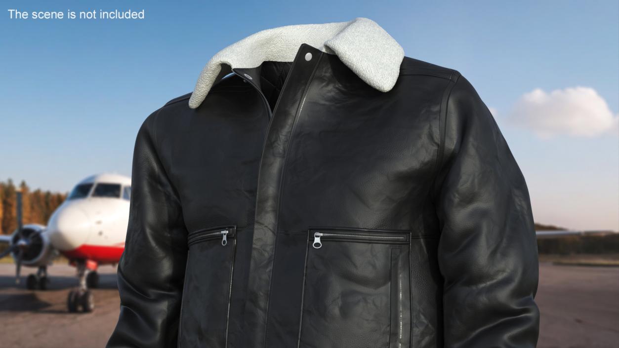 3D model Leather Black Jacket