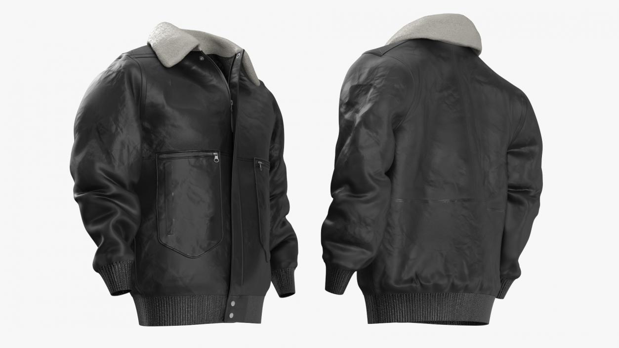 3D model Leather Black Jacket