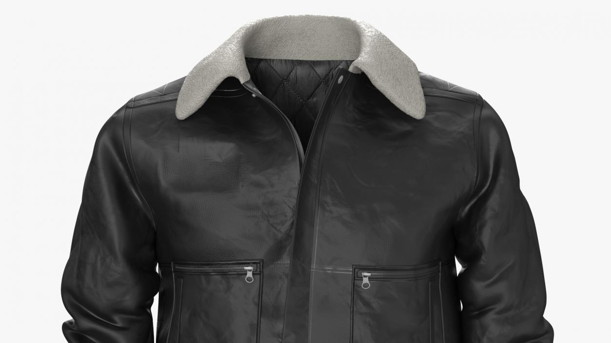 3D model Leather Black Jacket