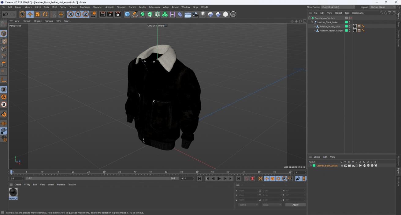 3D model Leather Black Jacket