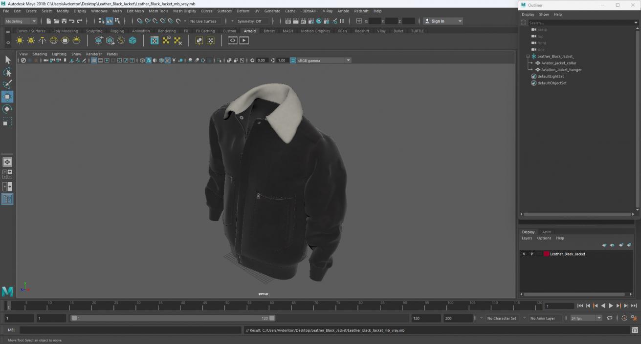 3D model Leather Black Jacket