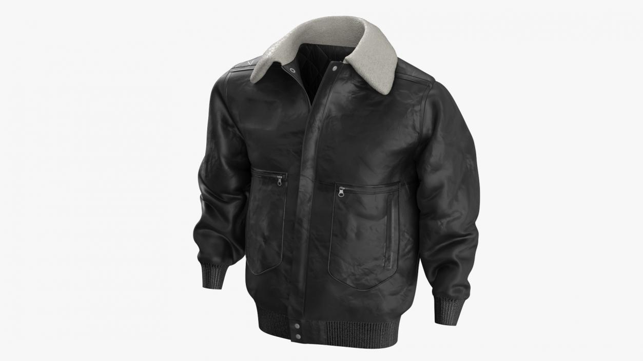 3D model Leather Black Jacket