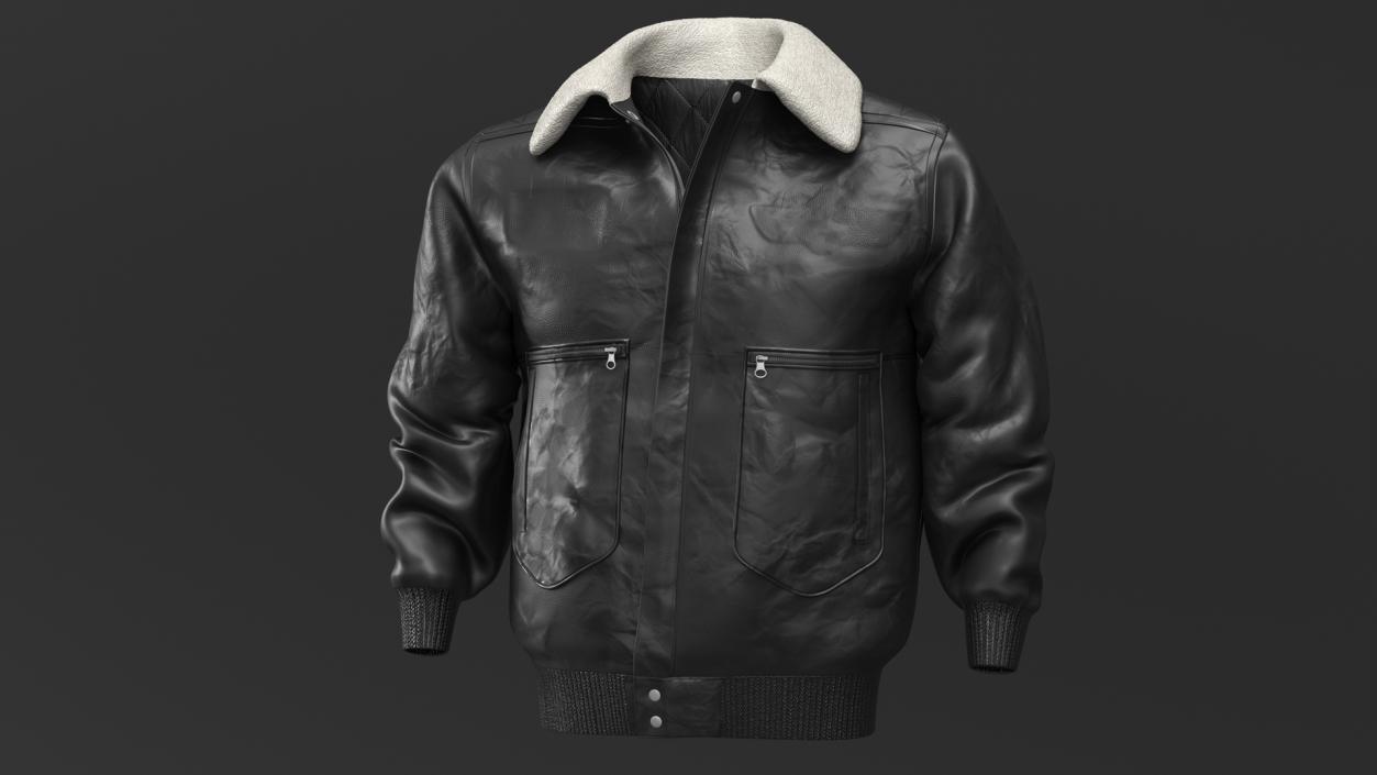 3D model Leather Black Jacket