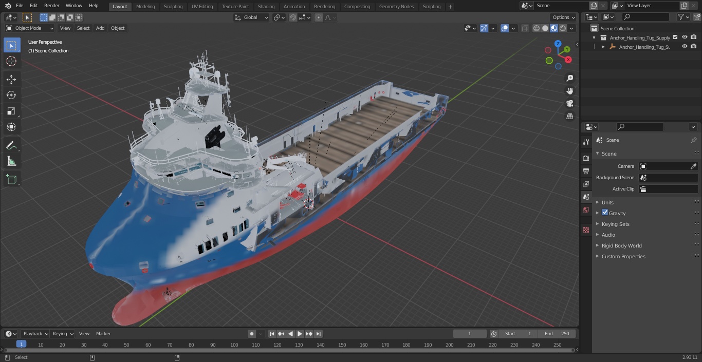 3D Anchor Handling Tug Supply Vessel model