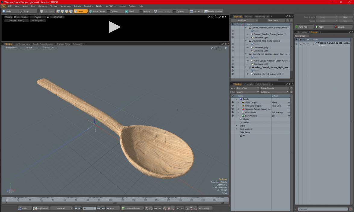 3D model Wooden Carved Spoon Light