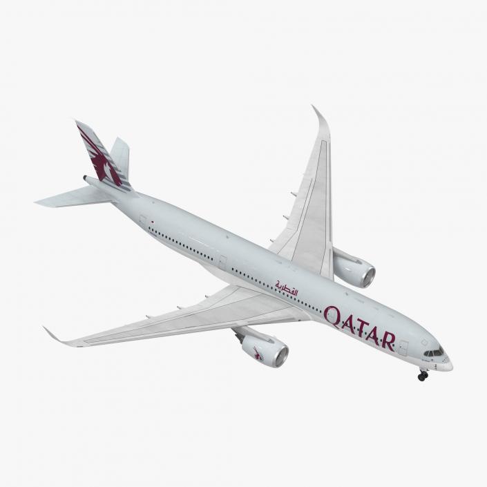 3D Airbus A350-900 Qatar Rigged model