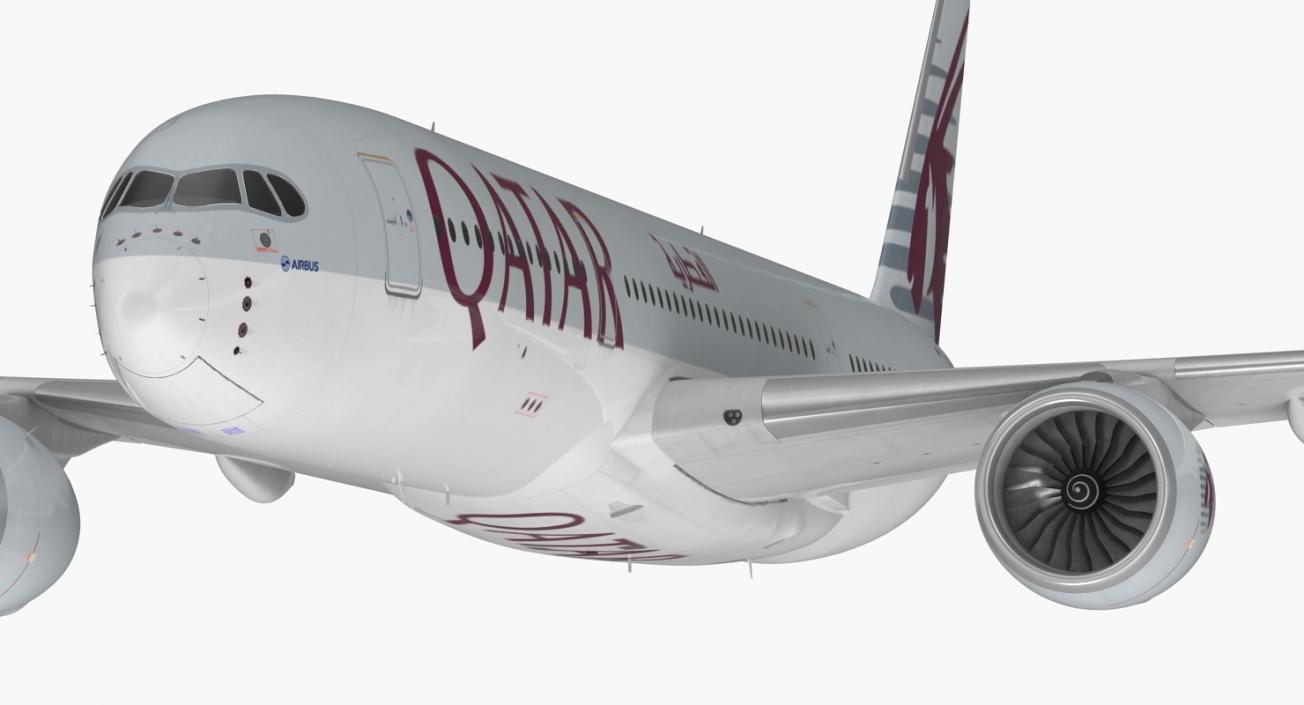 3D Airbus A350-900 Qatar Rigged model