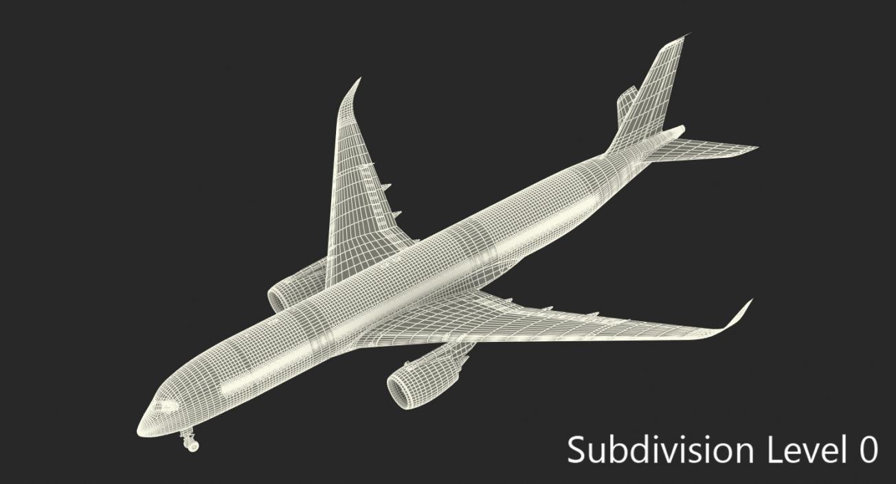 3D Airbus A350-900 Qatar Rigged model