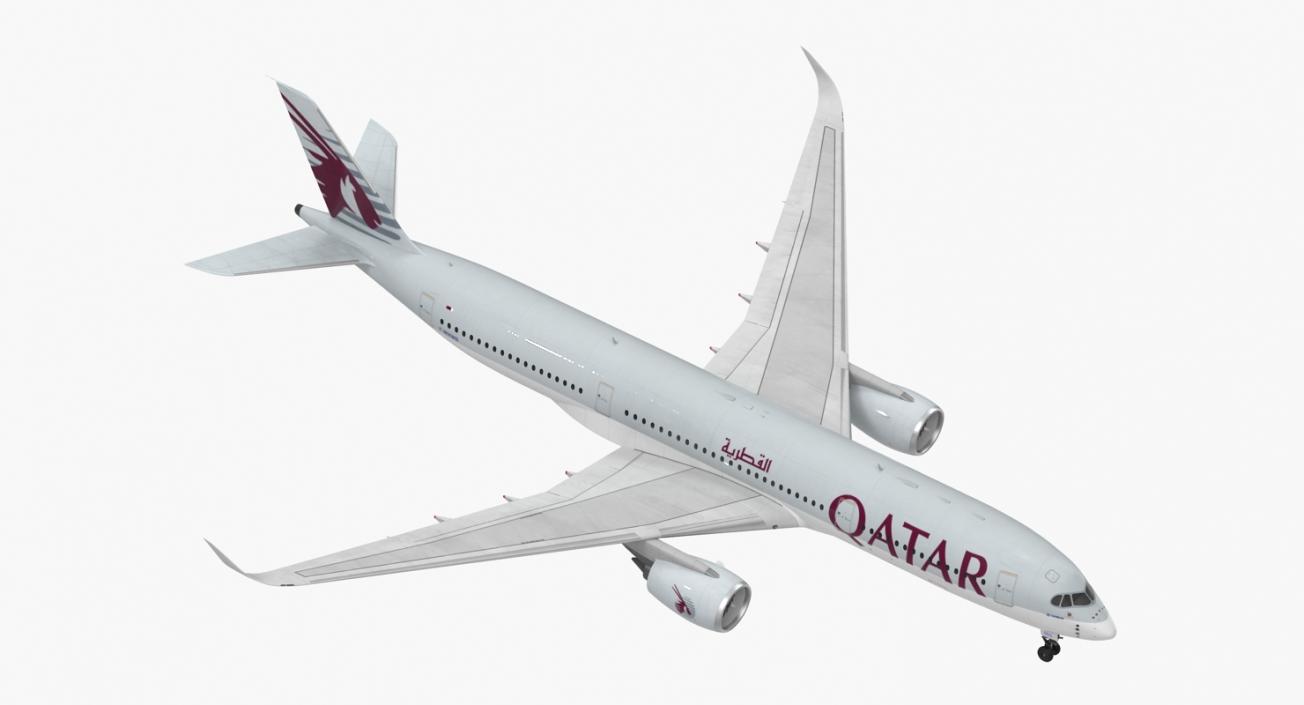 3D Airbus A350-900 Qatar Rigged model