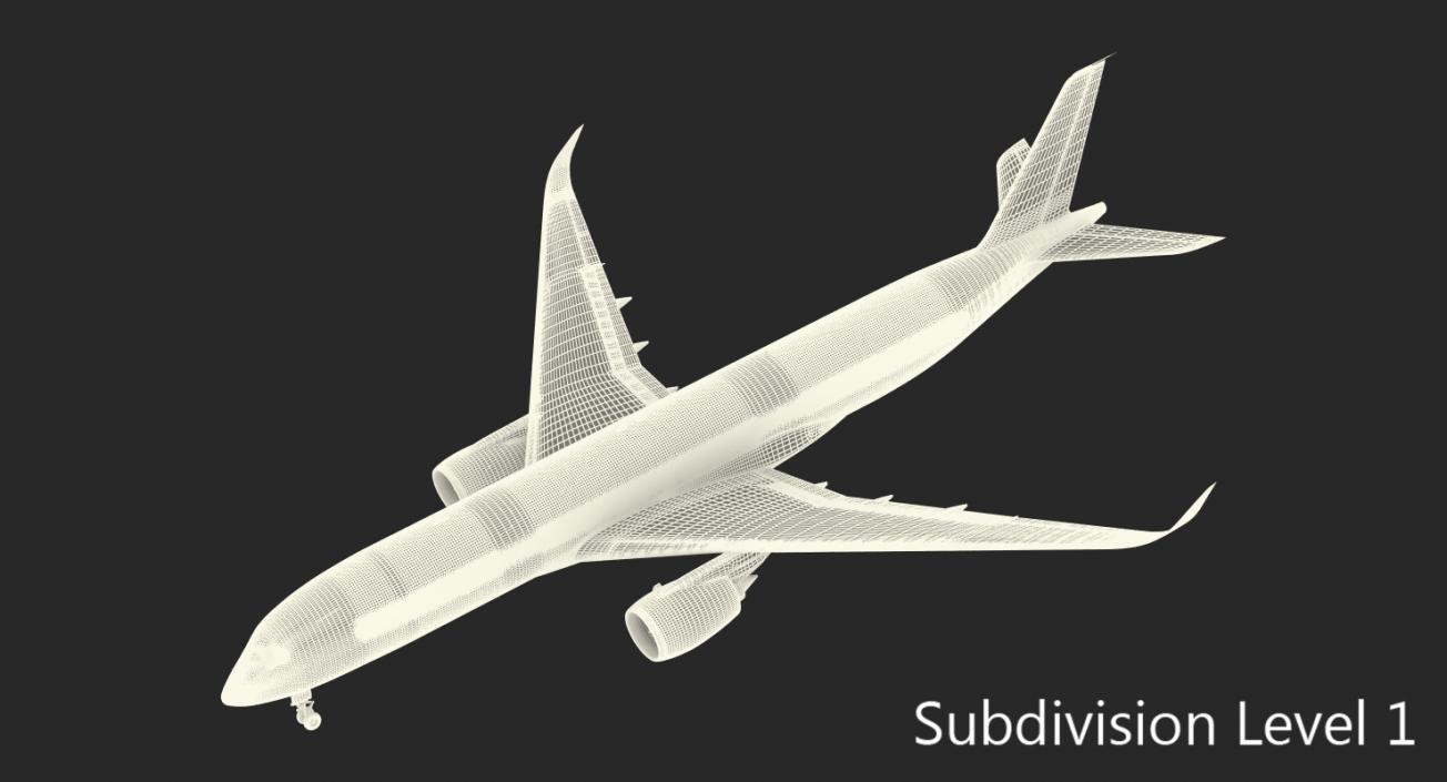 3D Airbus A350-900 Qatar Rigged model