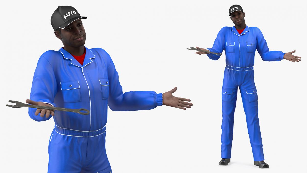 Dark Skin Black Auto Mechanic 3D model