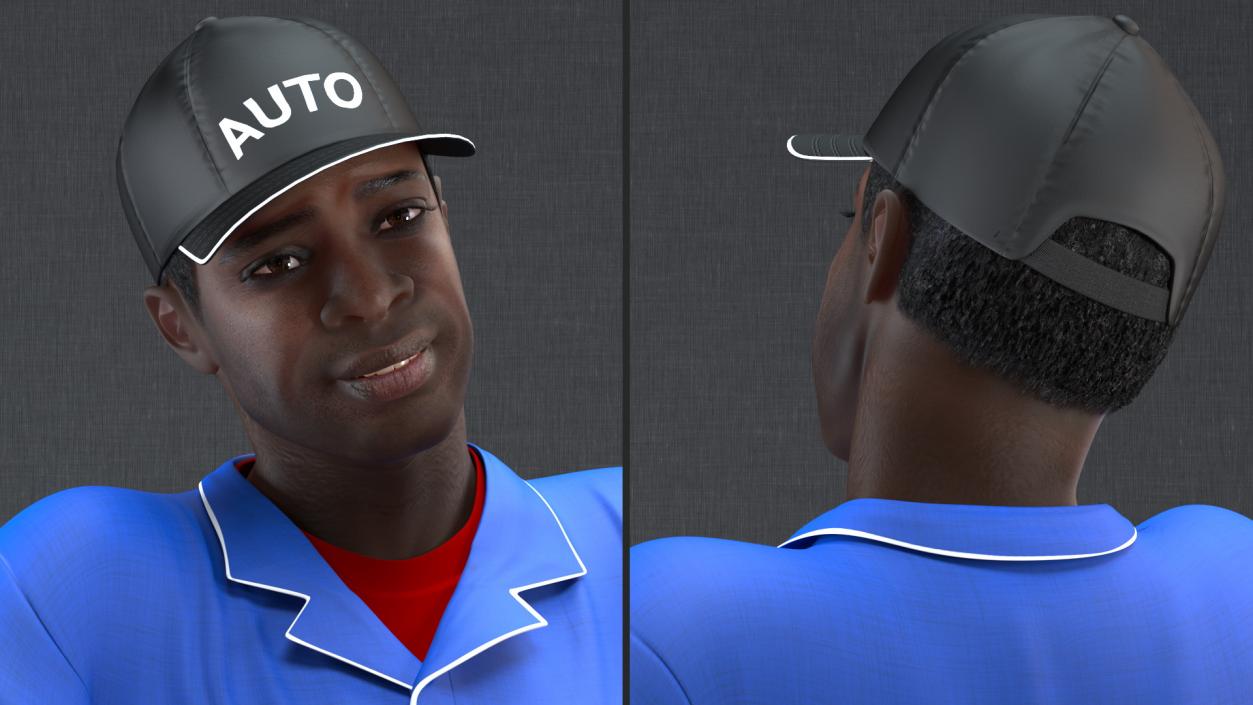 Dark Skin Black Auto Mechanic 3D model