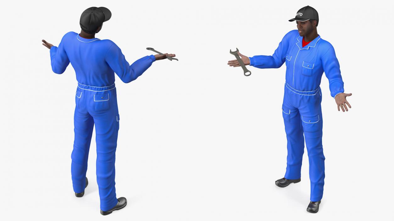 Dark Skin Black Auto Mechanic 3D model