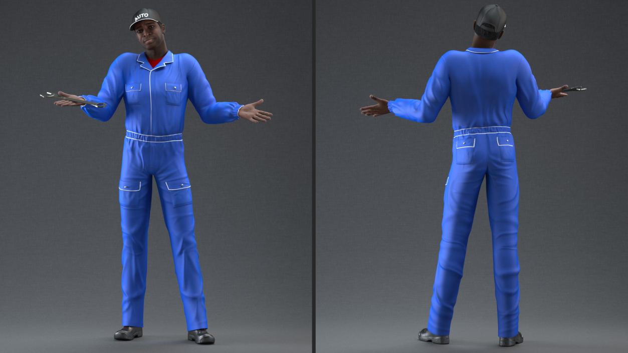 Dark Skin Black Auto Mechanic 3D model