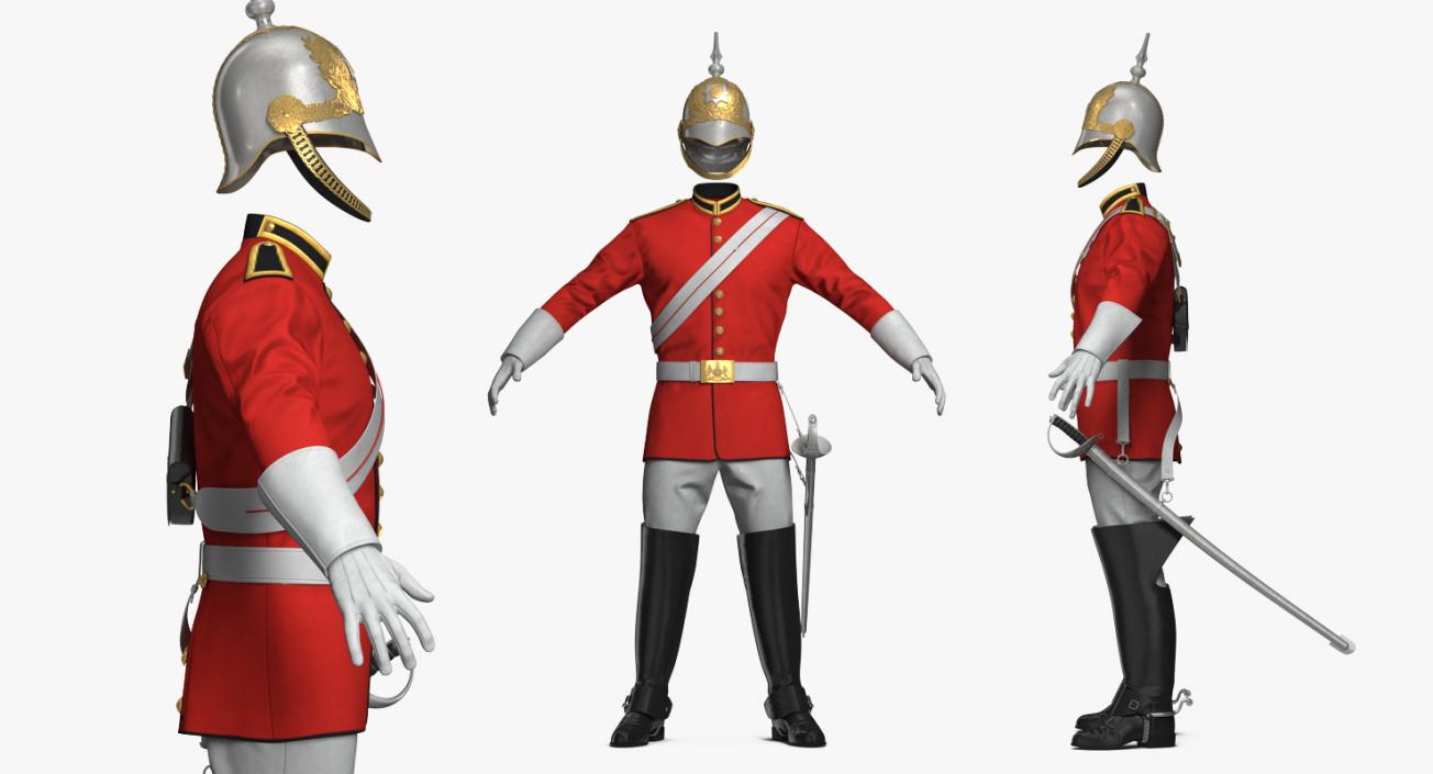 British Cavalry Royal Life Guard Uniform Set 3D model