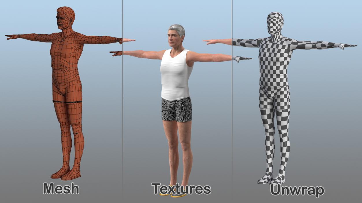 3D model Old Man Underwear Neutral Pose