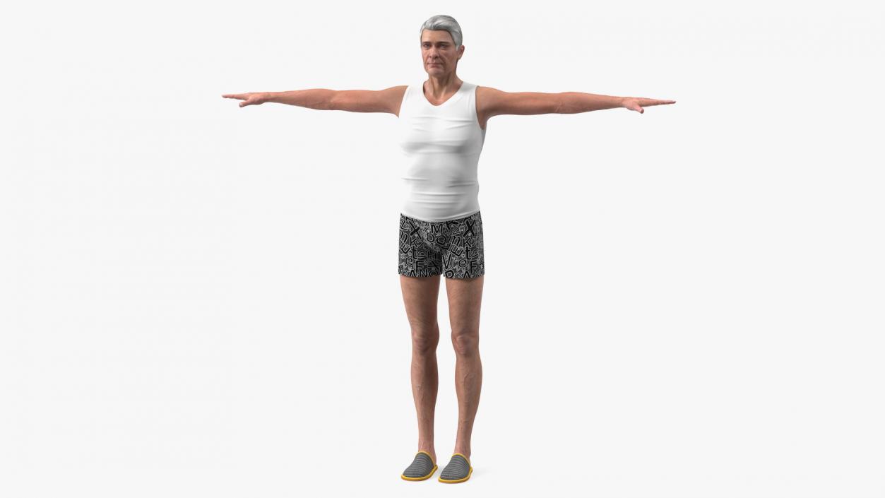 3D model Old Man Underwear Neutral Pose