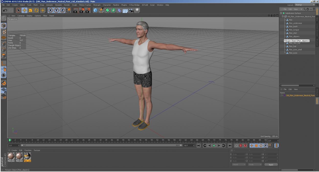 3D model Old Man Underwear Neutral Pose