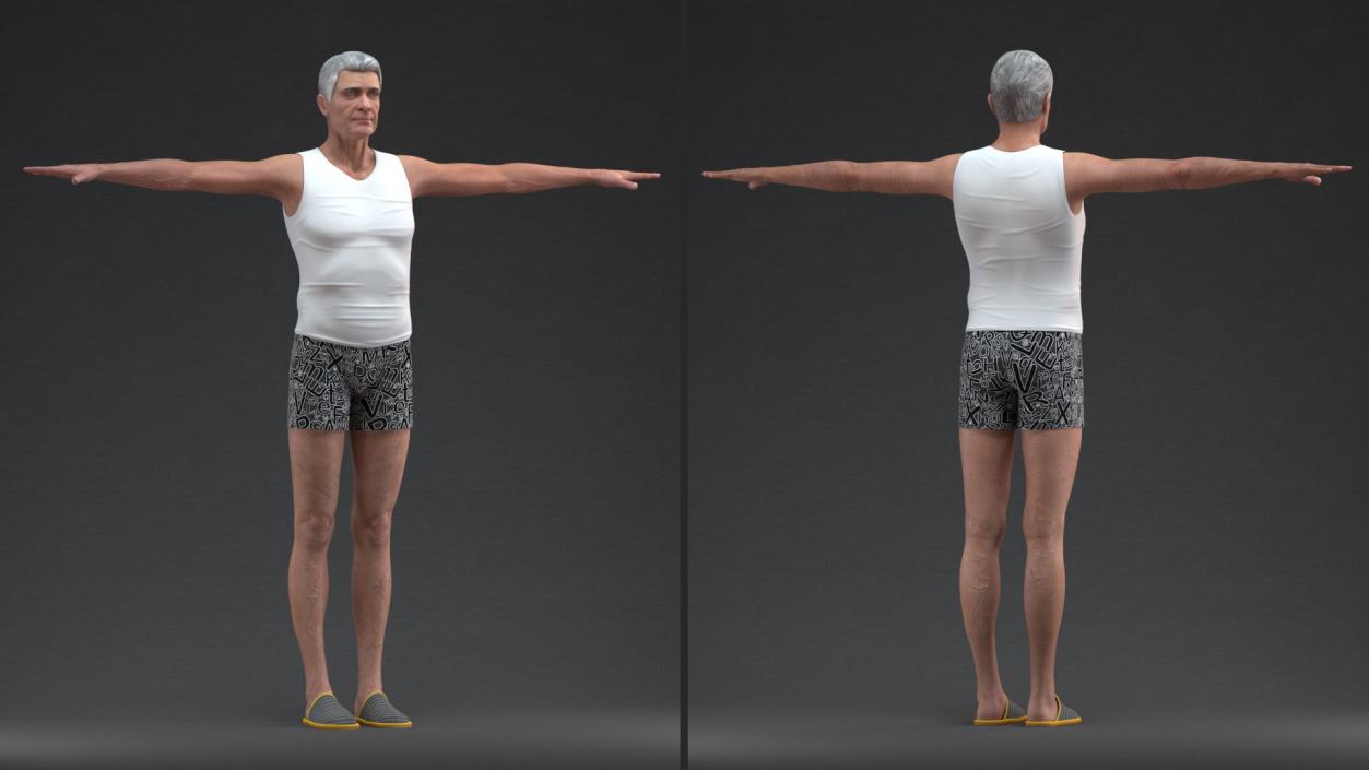 3D model Old Man Underwear Neutral Pose