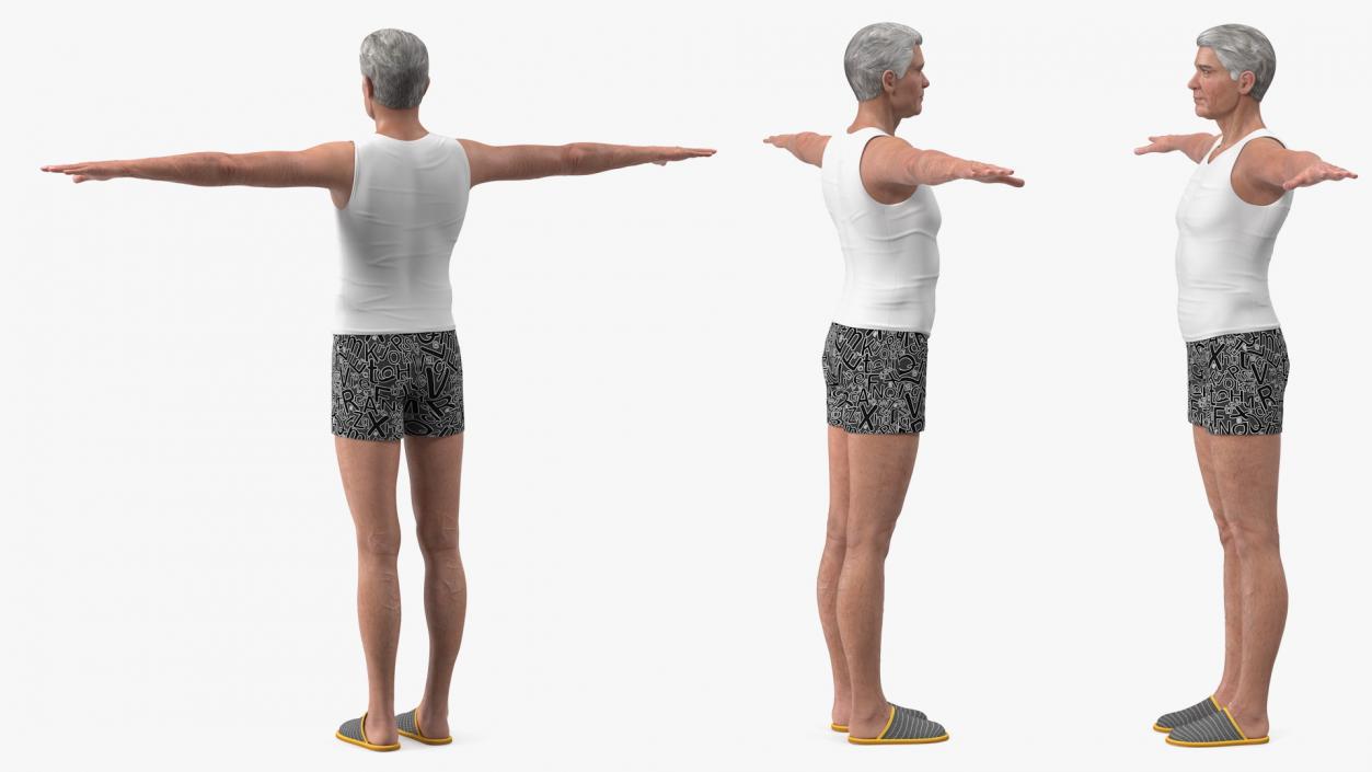 3D model Old Man Underwear Neutral Pose